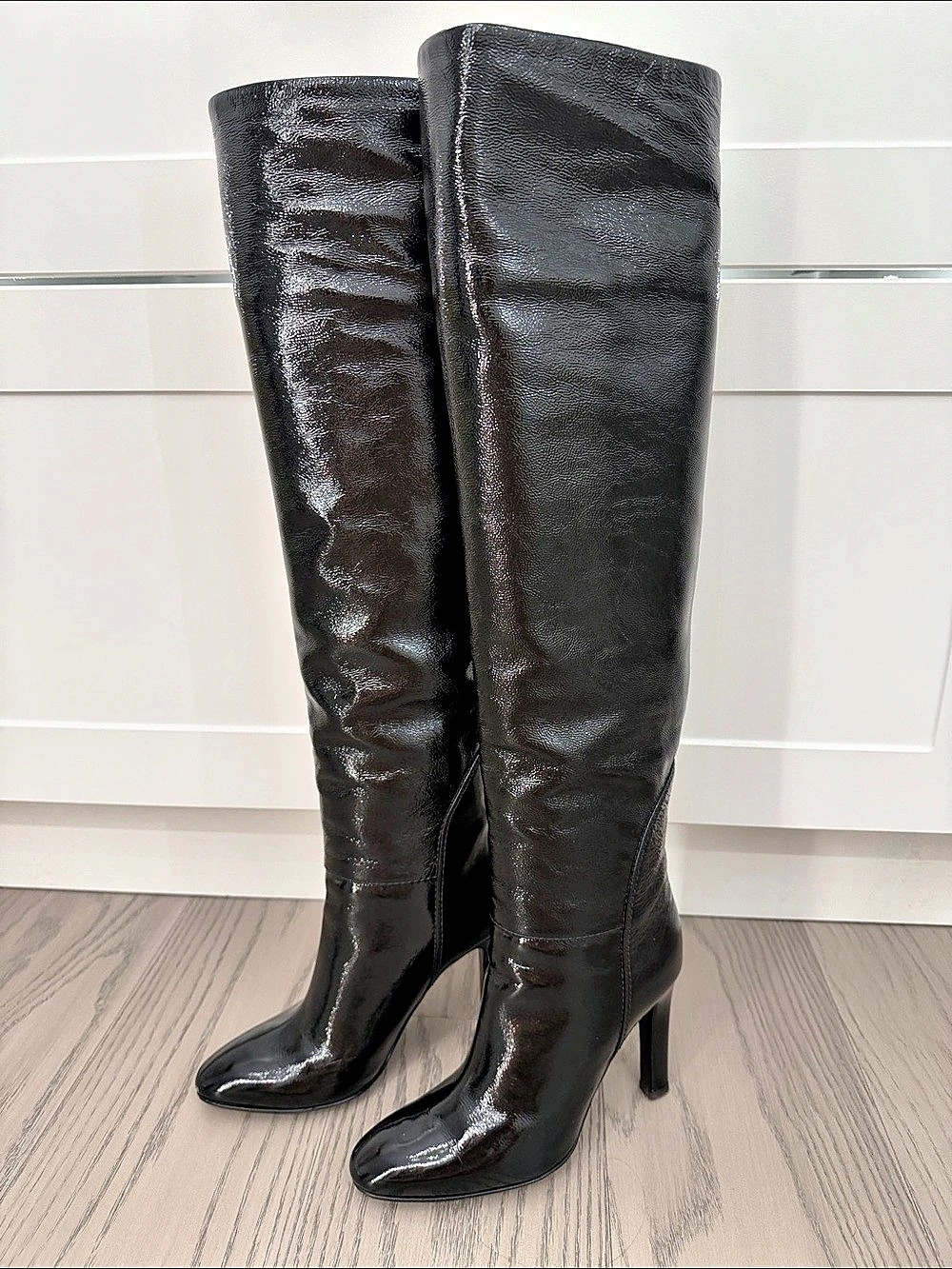 Giuseppe Zanotti Patent Leather Stiletto Knee-High Boots Black EU 35